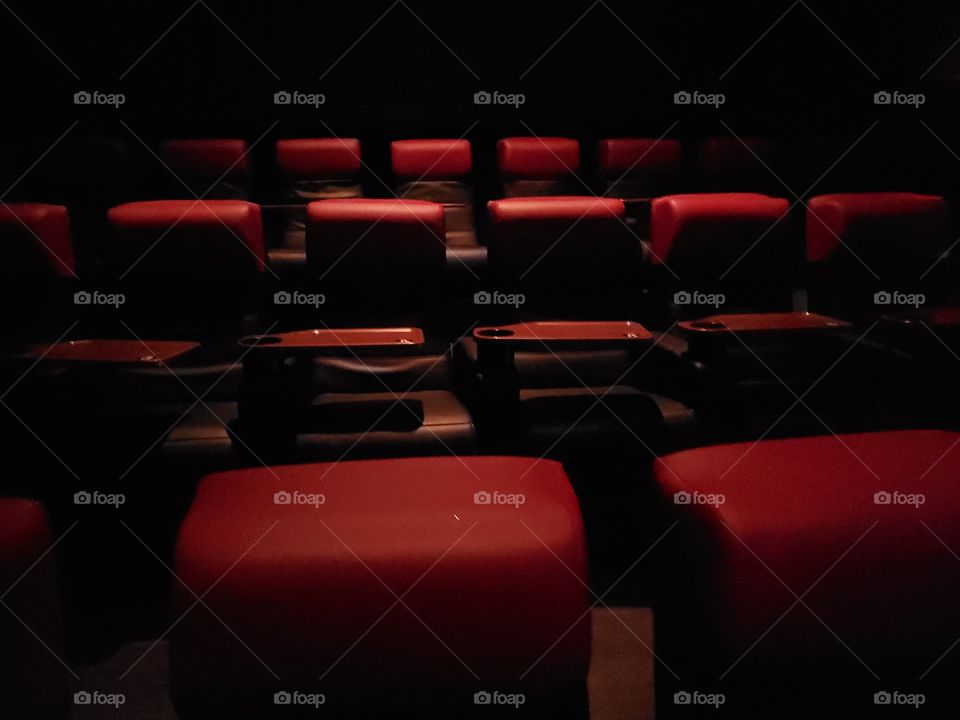 Red empty movie theater seats