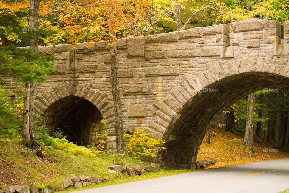 Stone Bridge in Acadia National Park in Fall