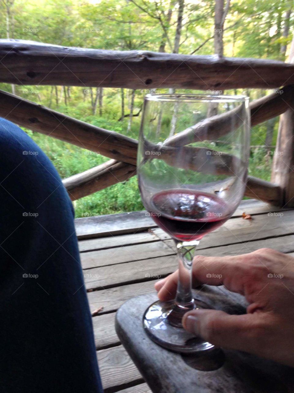 wine and relaxation in the woods