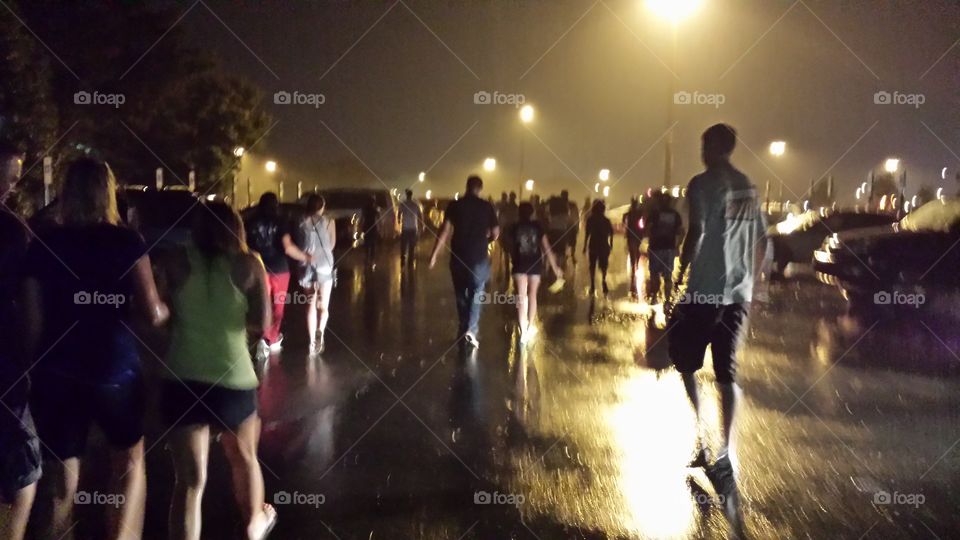 rainy evening leaving a concert in Virginia