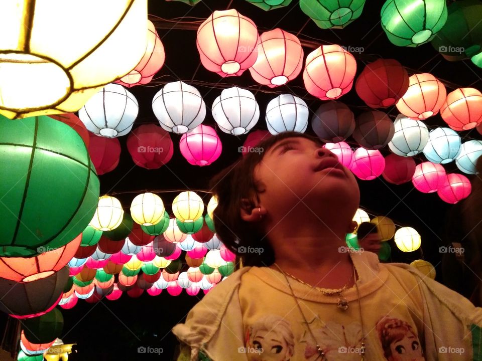 focus looking on lanterns