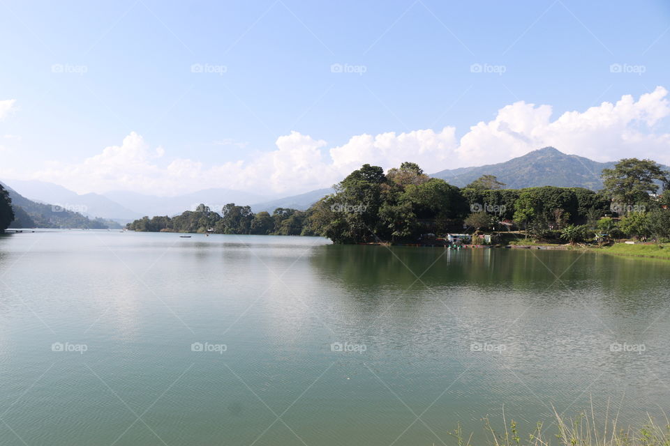 neatural beauty fewa lake pokhara nepal