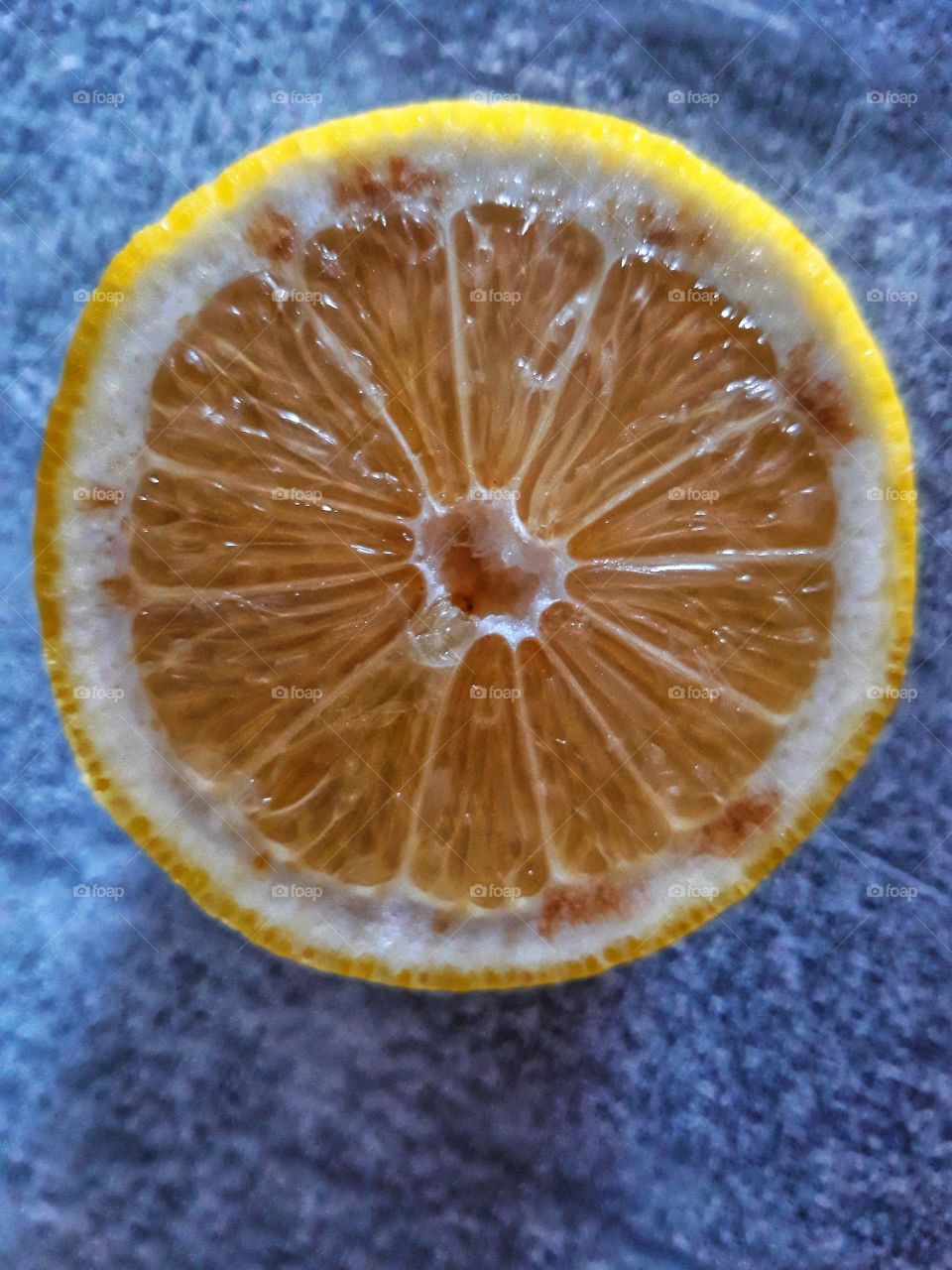 The inner side of a lemon