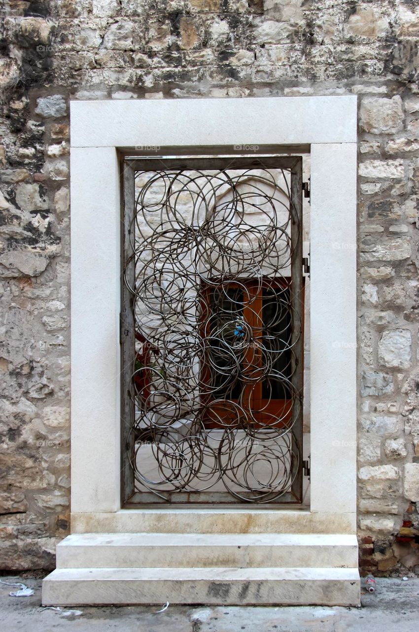 The doors of front yard of a museum