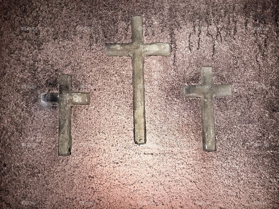 Three cross on the wall for decoration 