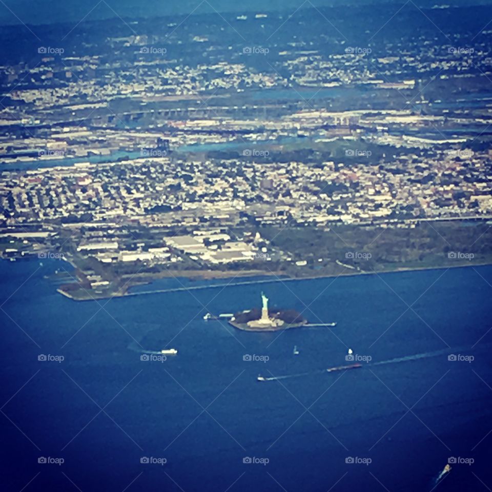 Statue of liberty from a plane.