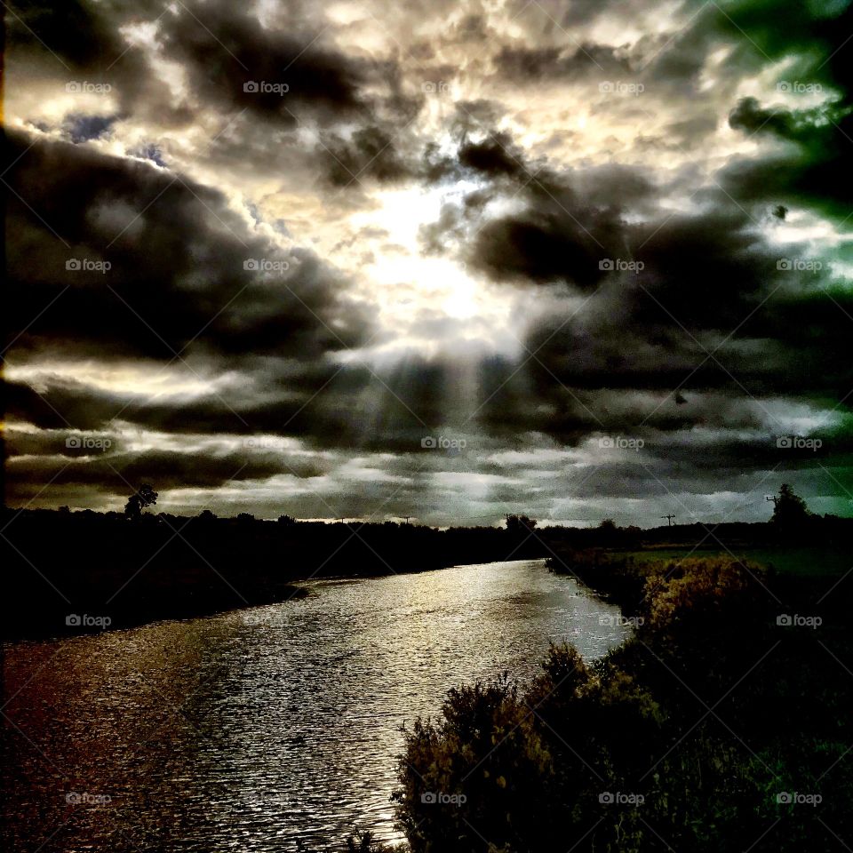 River Nene Cambridgeshire, moody lighting