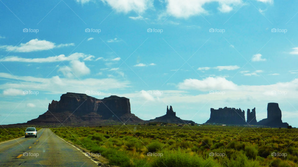 Driving to Monument valley in the navajo reserve,Utah