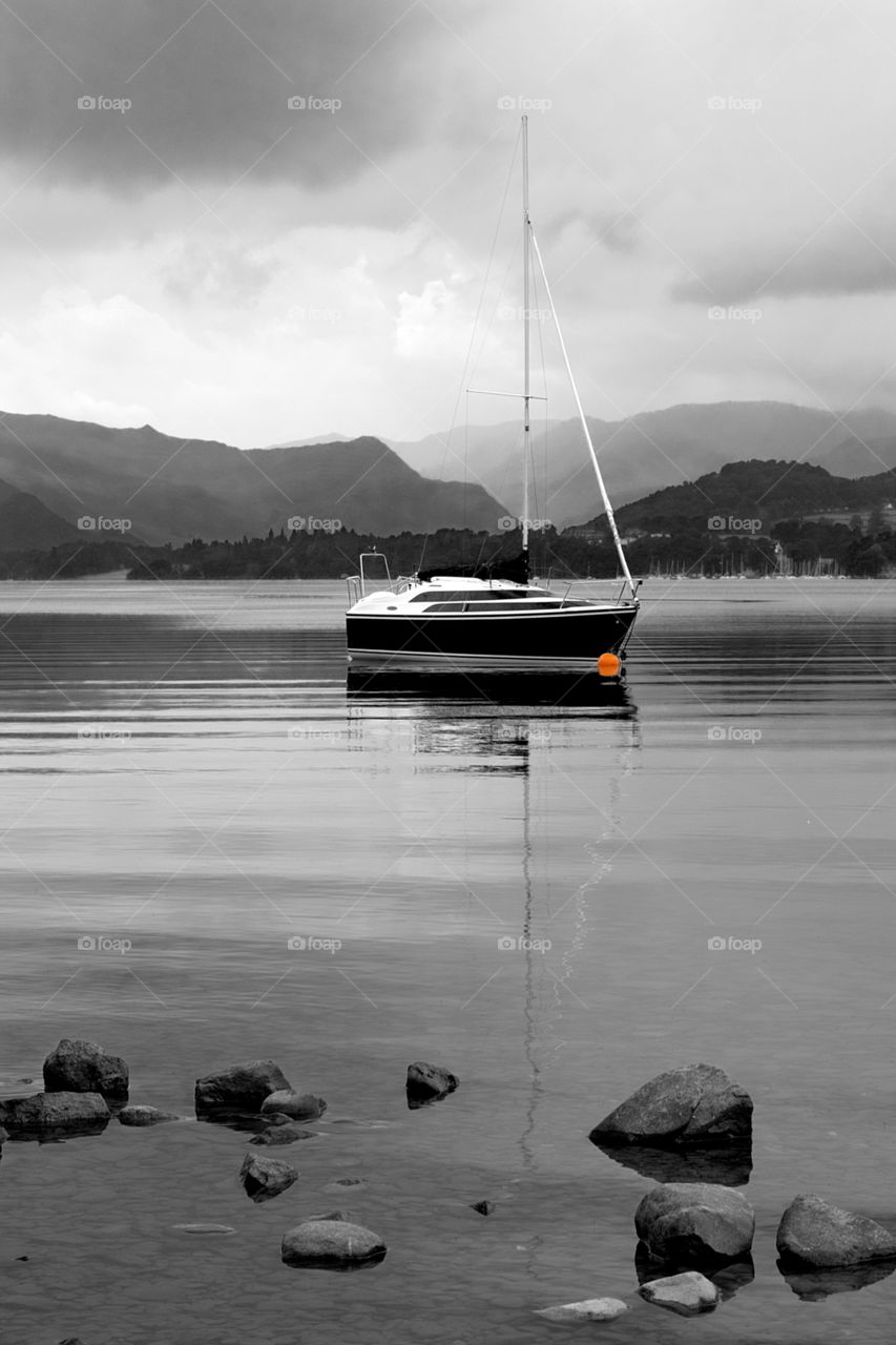 Lake District yacht on a tranquil still lake