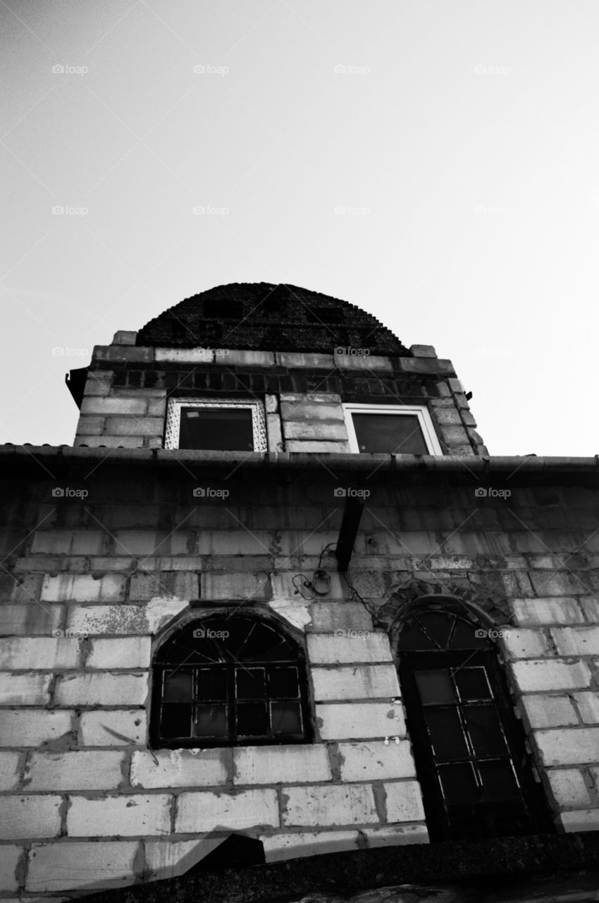 black and white architecture. very old building