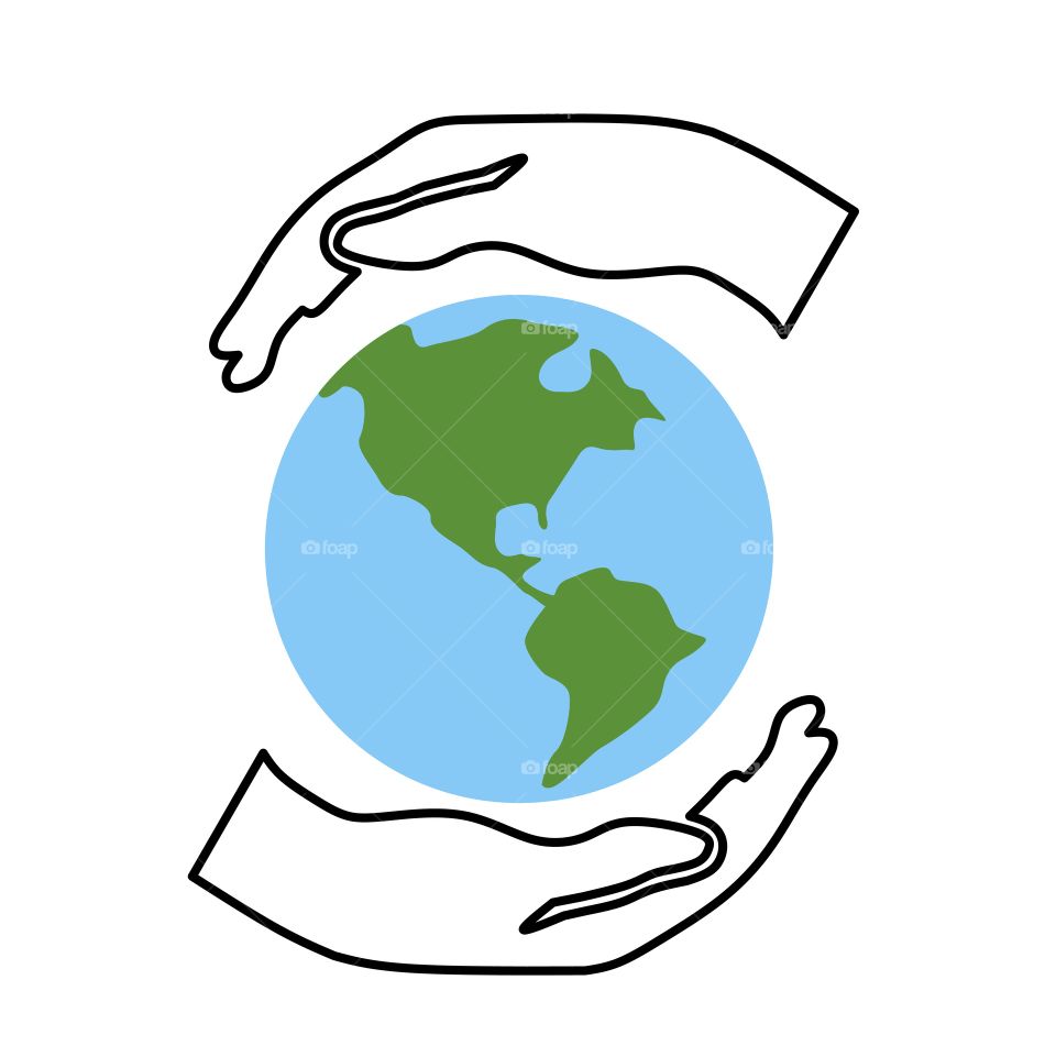 Care world earth together hand in with others protect bless world earth planet terra blue
