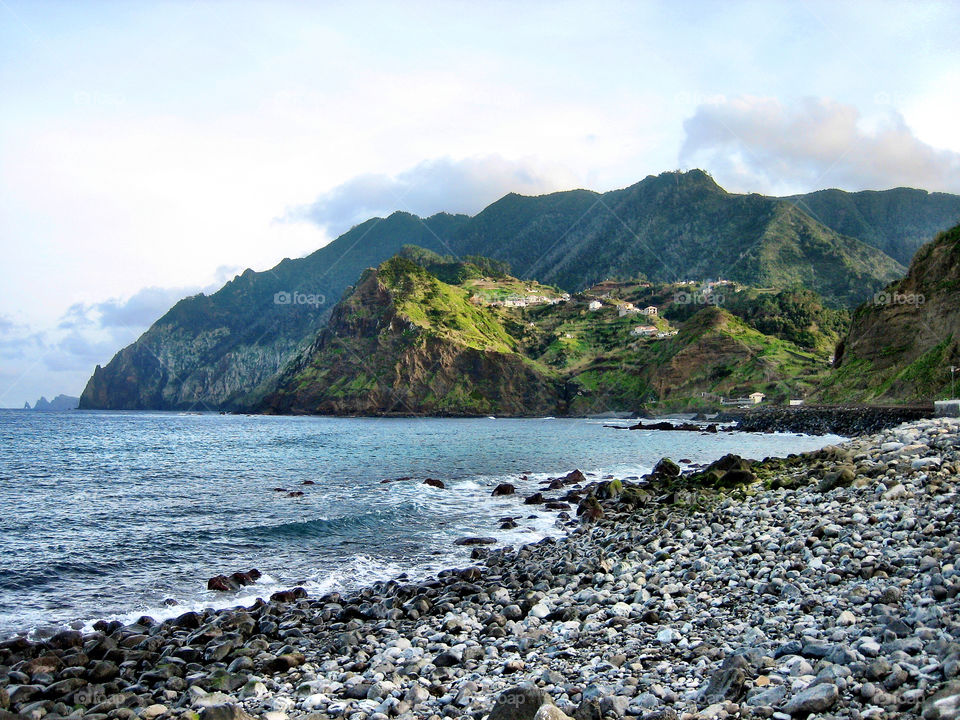 View of sea and mountains