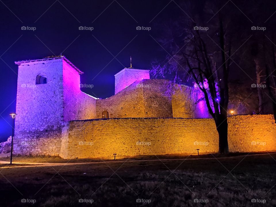 Belgrade Serbia old medieval fortress by night