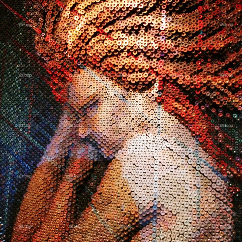 Art made entirely from painted screws ❤An amazing entry from Art Prize Nine 2017 in Grand Rapids, MI. Woman sleeping.