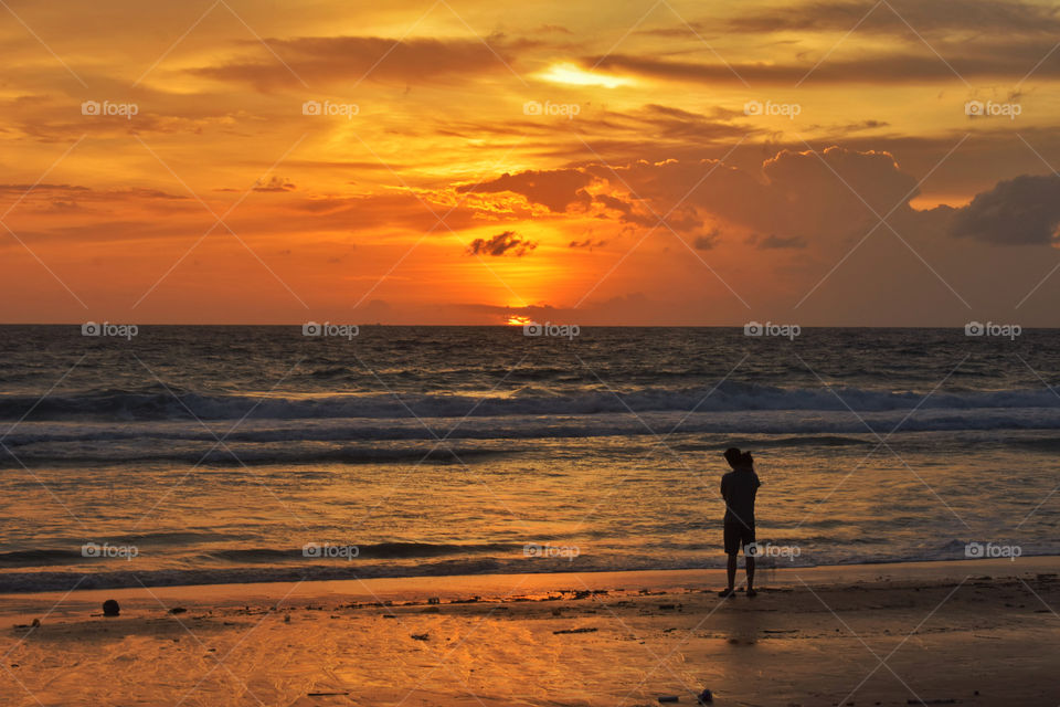 Sunset at karon beach Phuket Thailand 