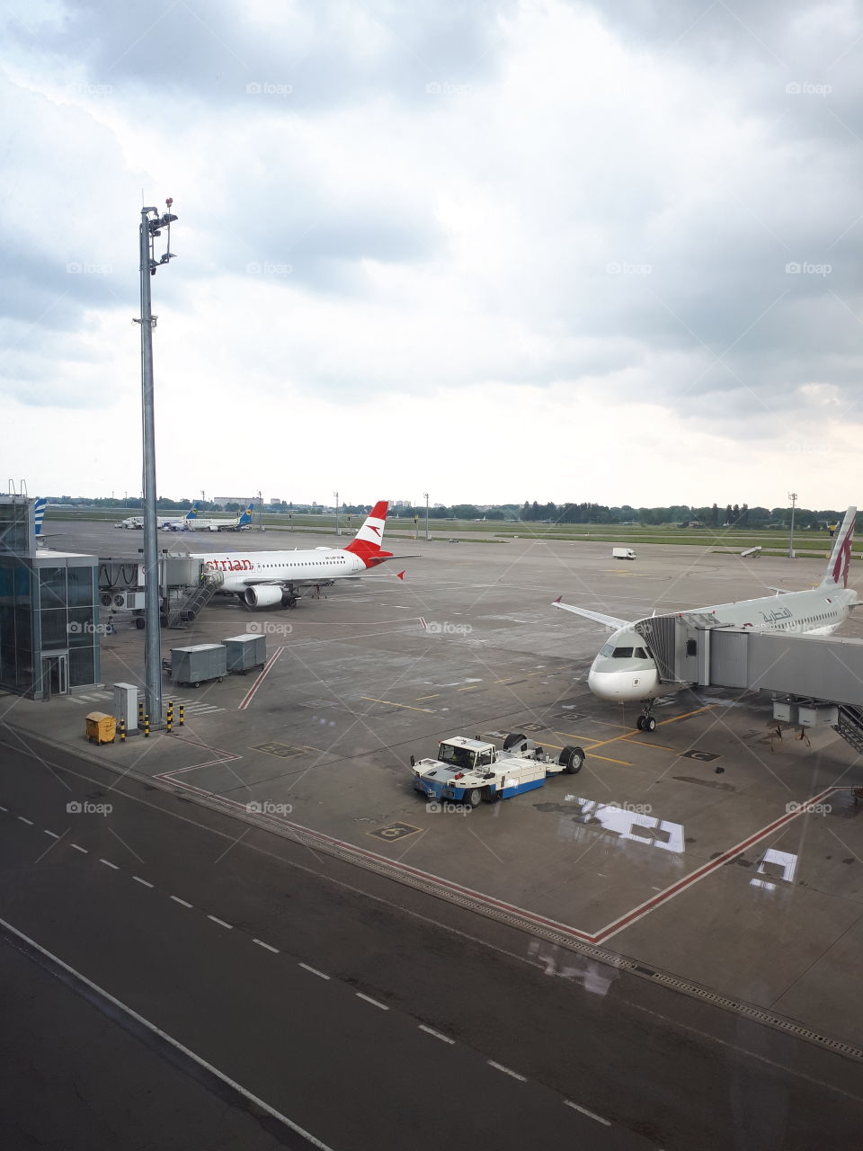 Airport. Airplanes getting ready for fight