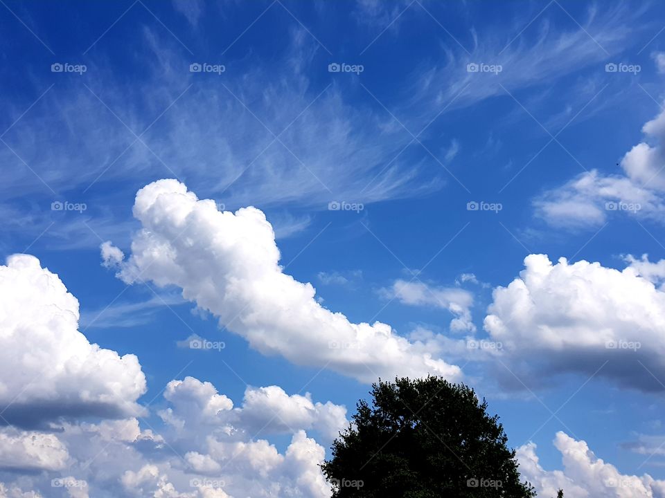 White clouds and blue sky