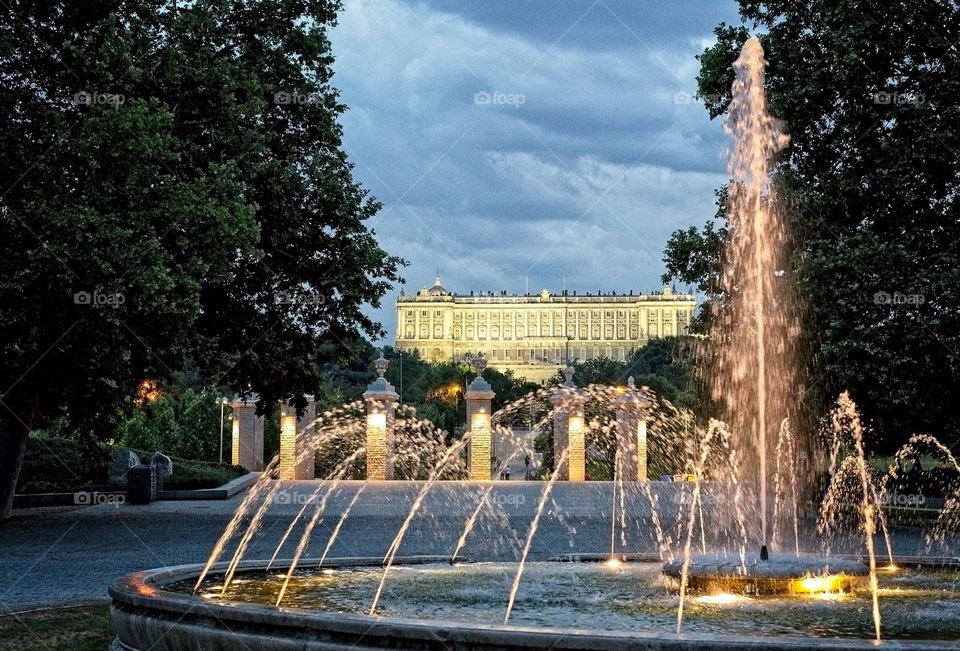 Royal palace of Madrid illuminated 