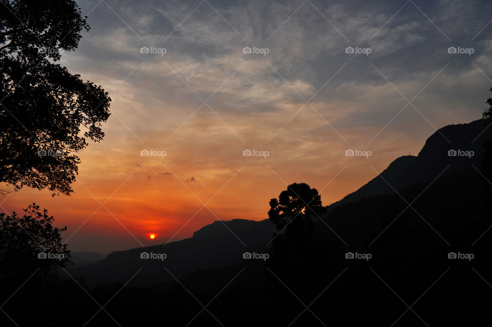 Sunset at the my village in the sri lanka