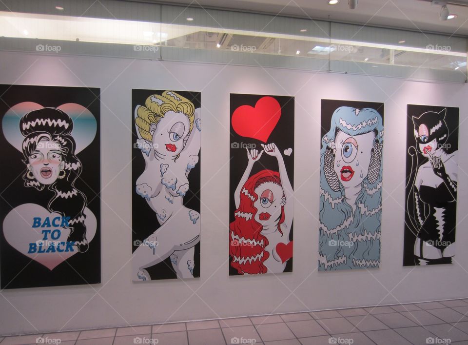 Harajuku, Tokyo, Japan.  Shopping Mall Wall Art Display