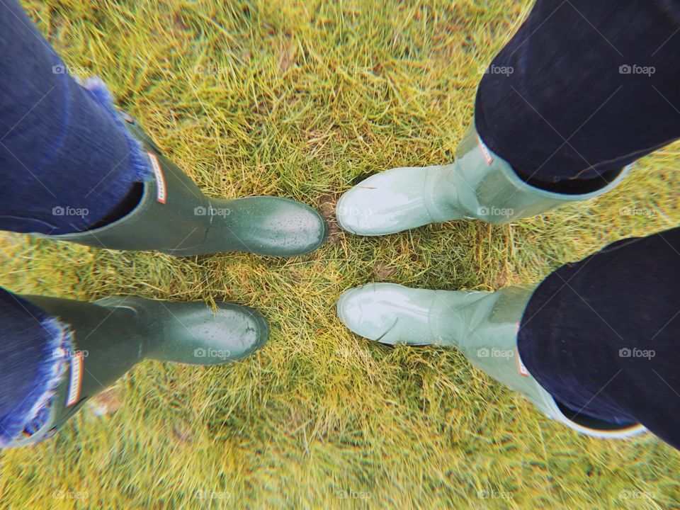 Two pair of Rain boots green 