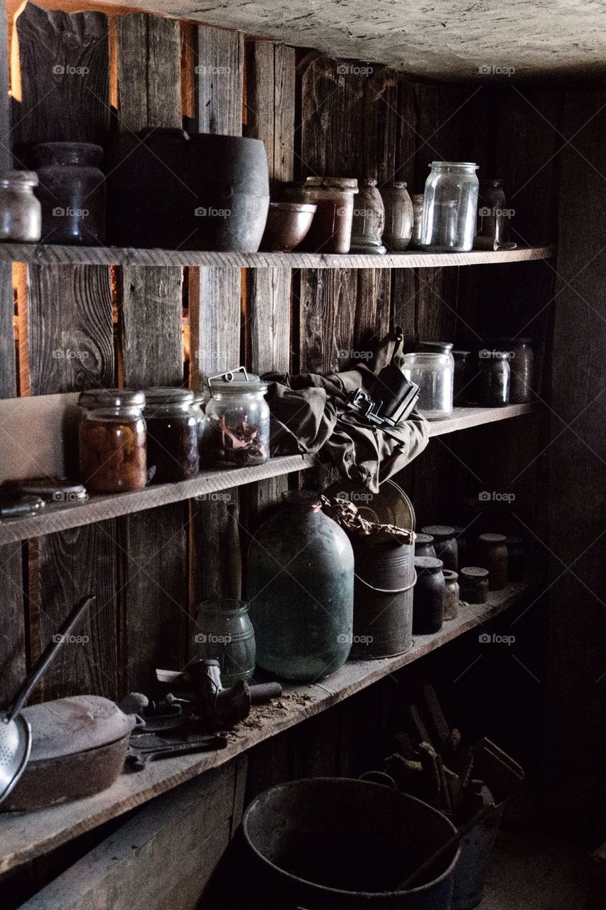 Jars on shelf