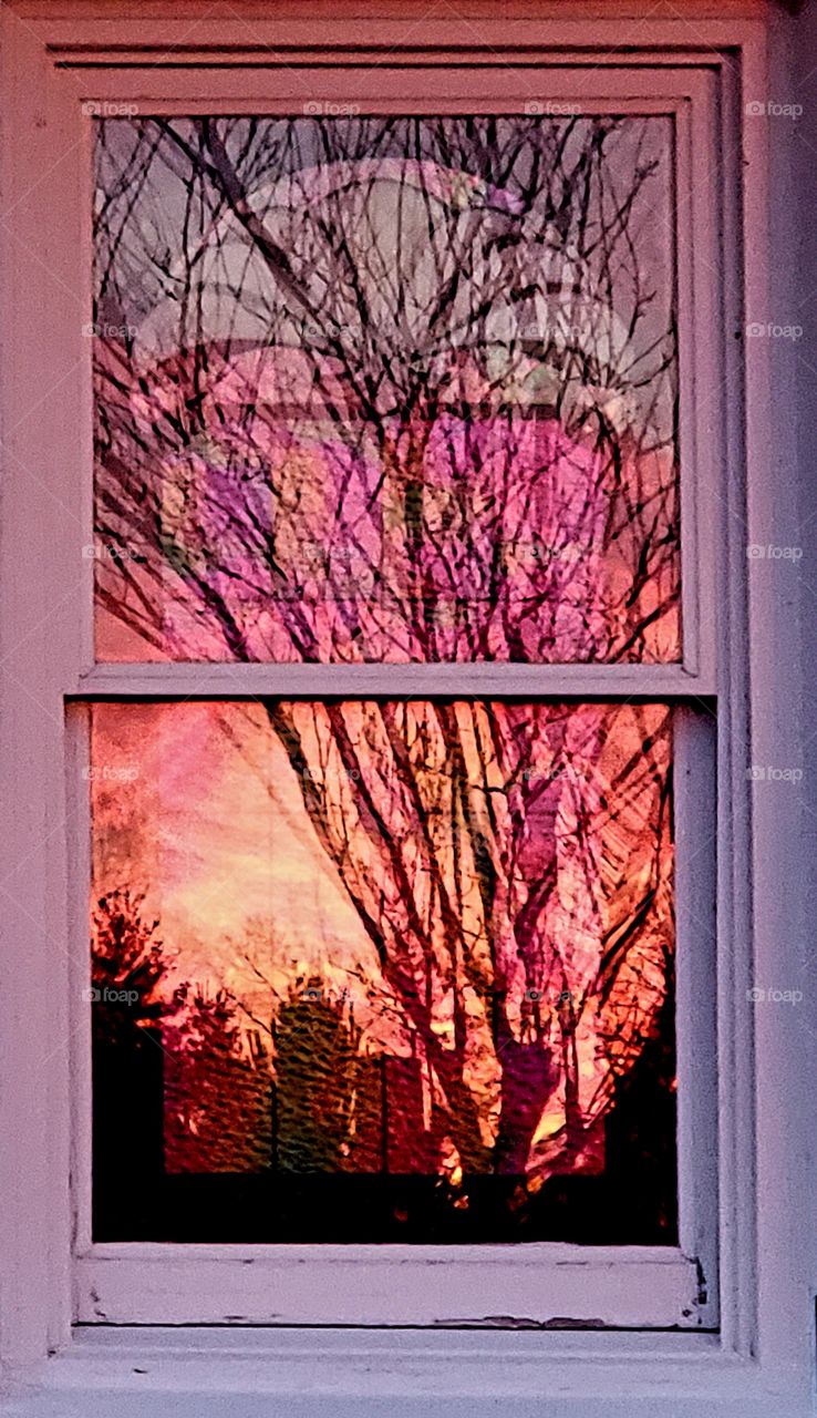 reflection of a December sunset in Virginia