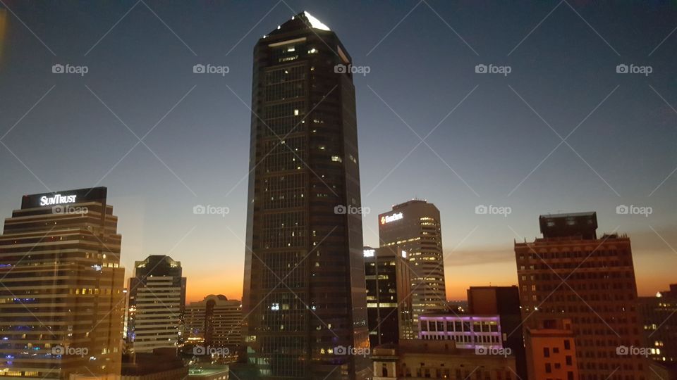 highrise city view at sunset downtown jacksonville florida