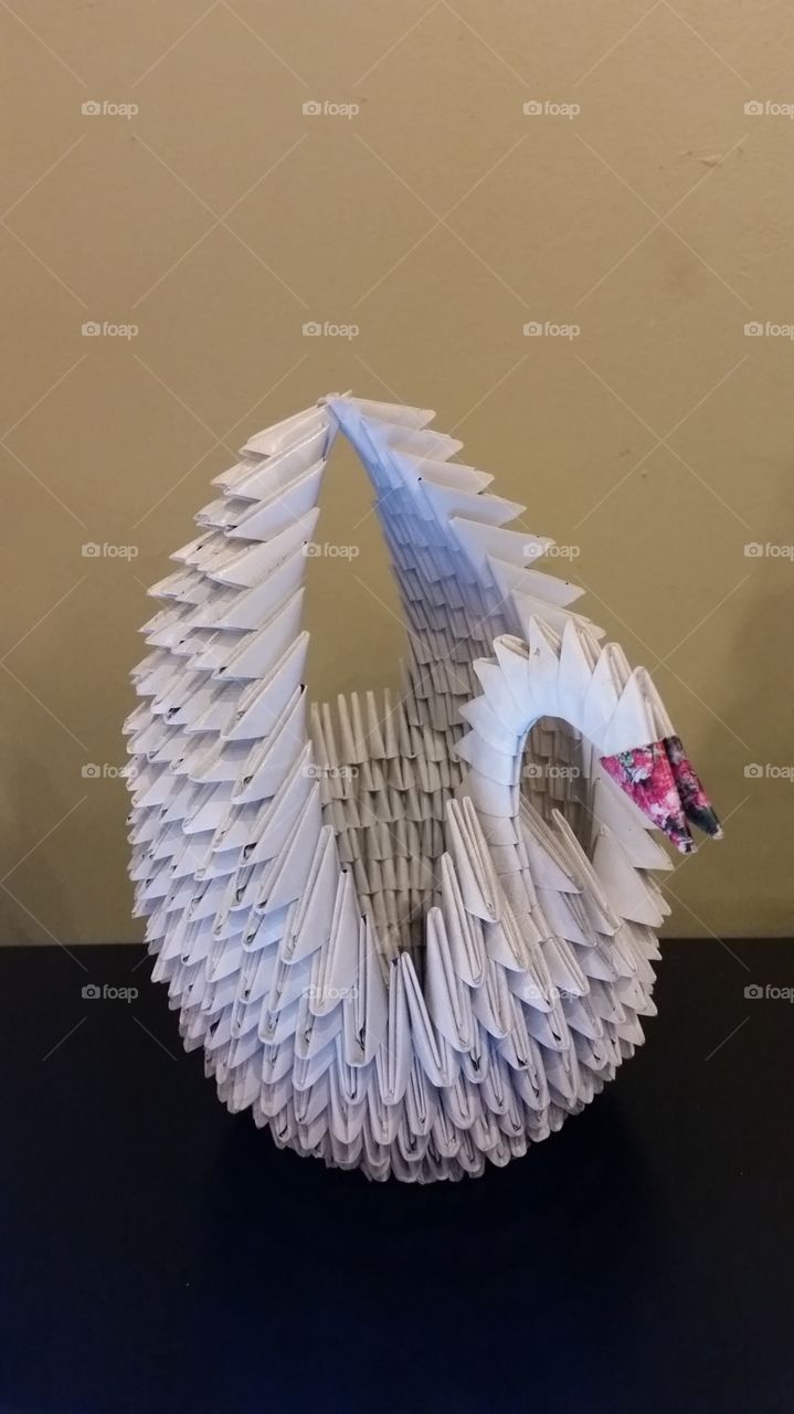 Origami bird, paper folding art
