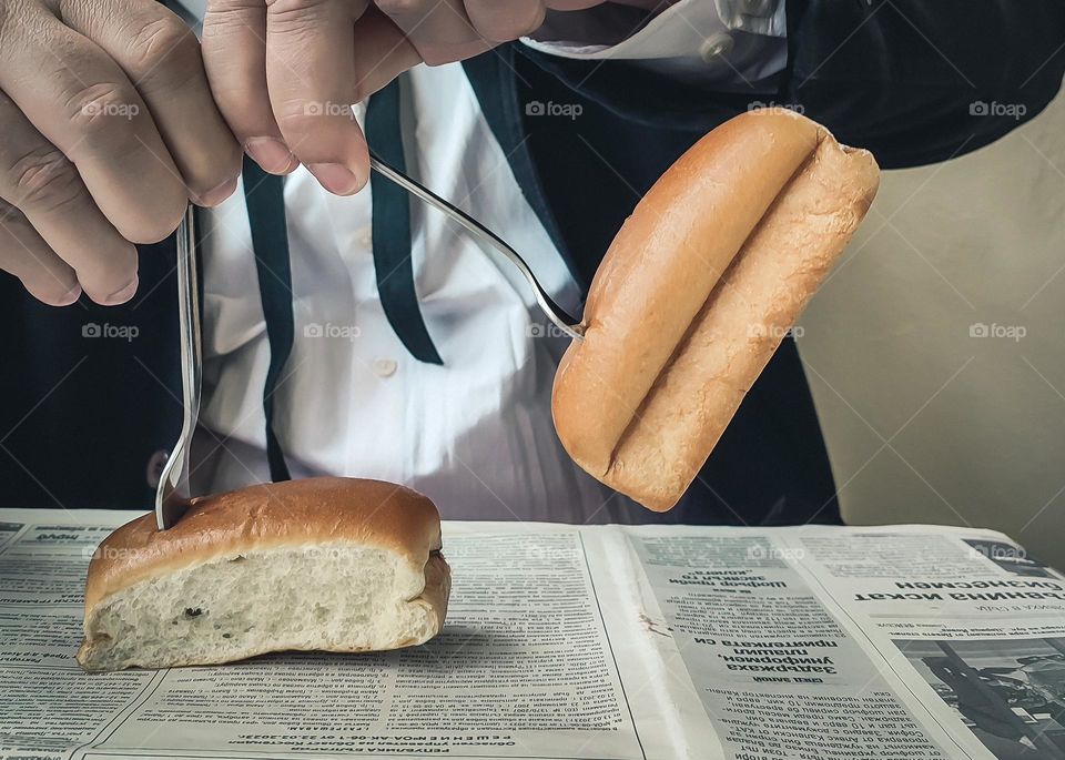 As Mr Charlie Chaplin in "The Gold Rush", Dance of Bread Rolls on Forks