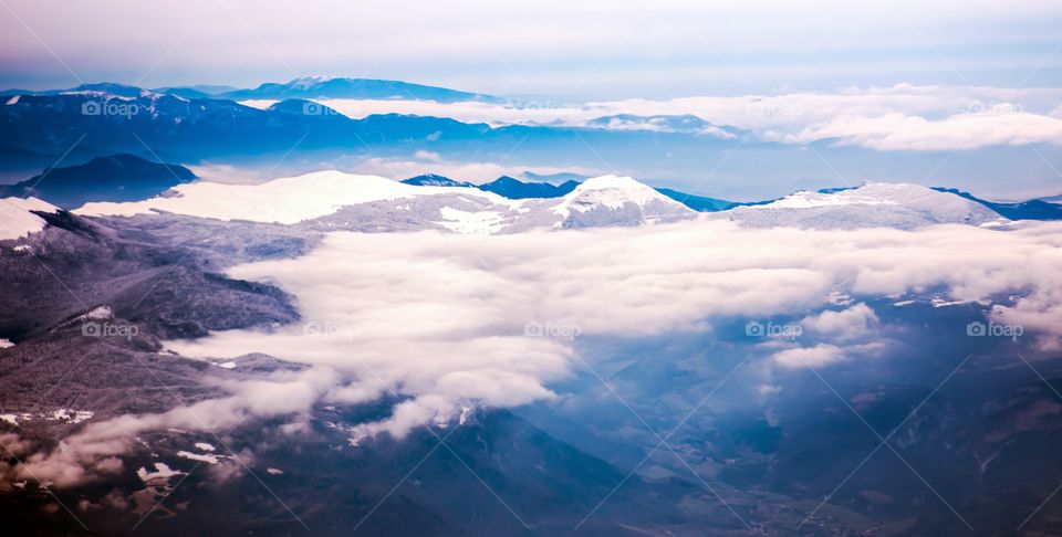 aerial view of alps mountains