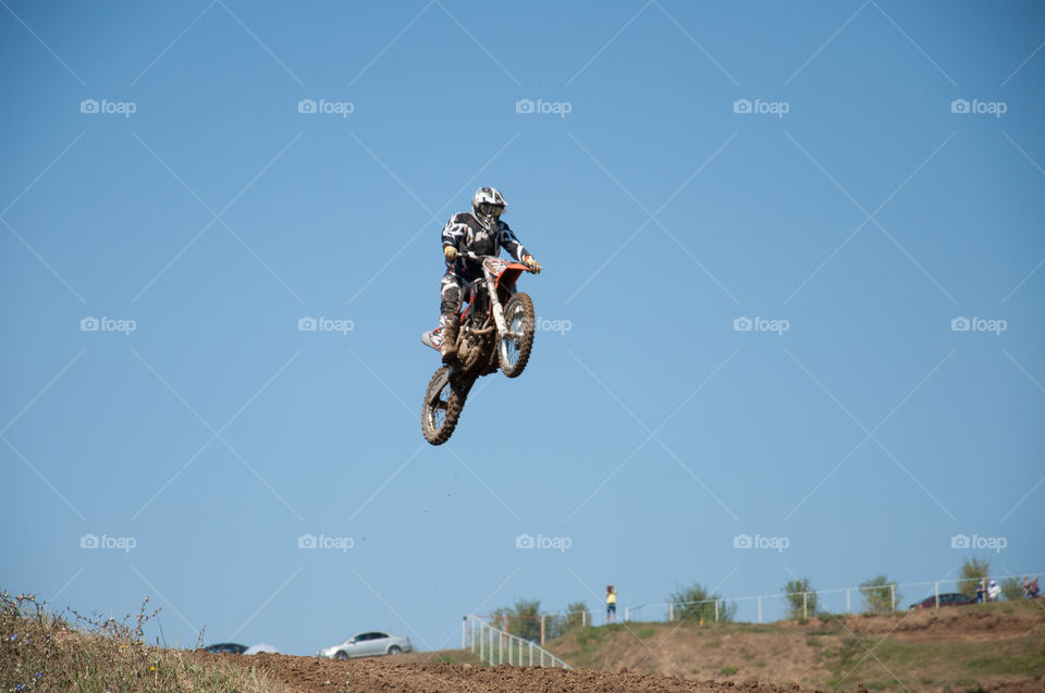 Motocross racer jump