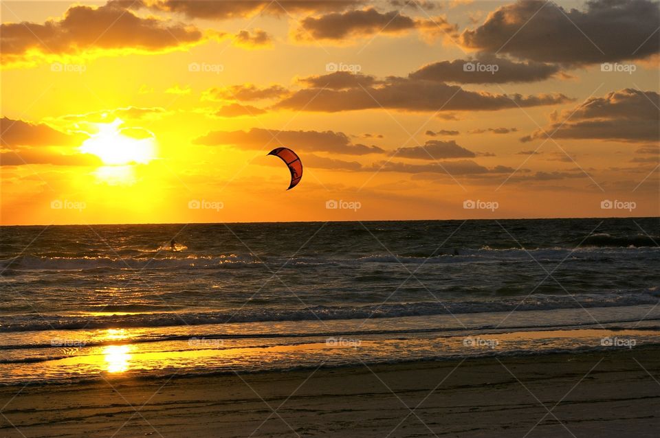 Kiteboarding at Sunset