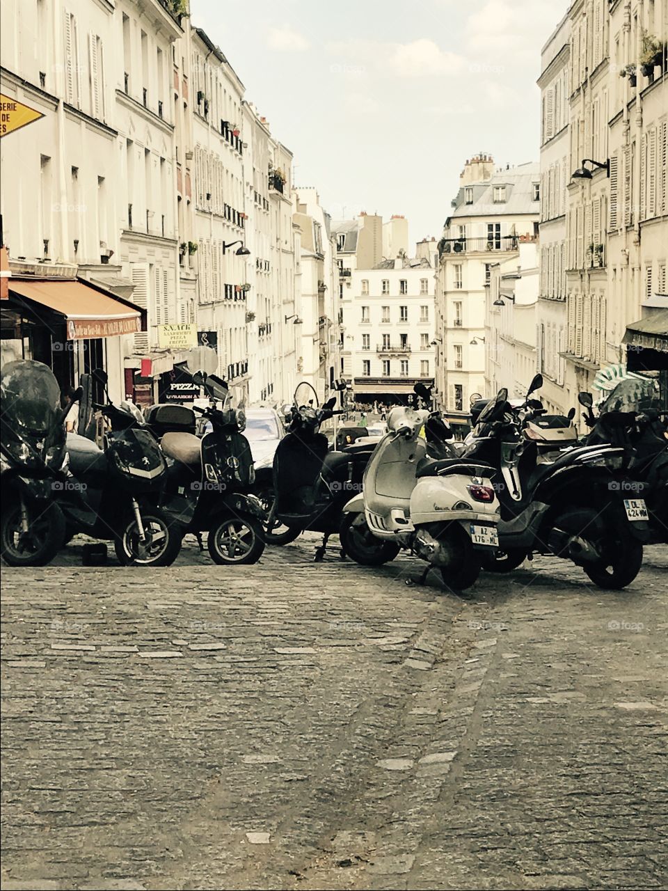 Motorcycles on a hill in Paris 