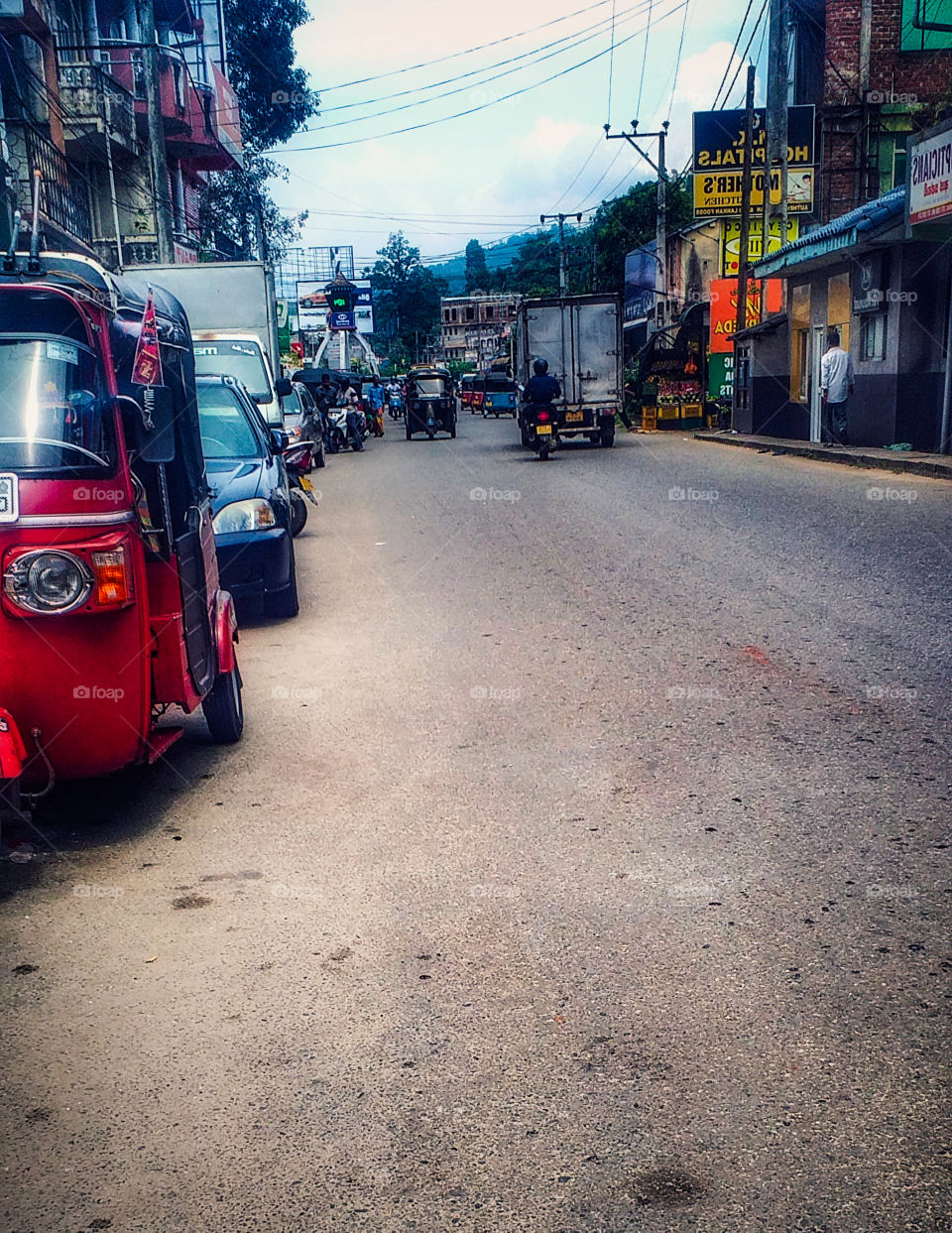 beautiful street view with vehicles