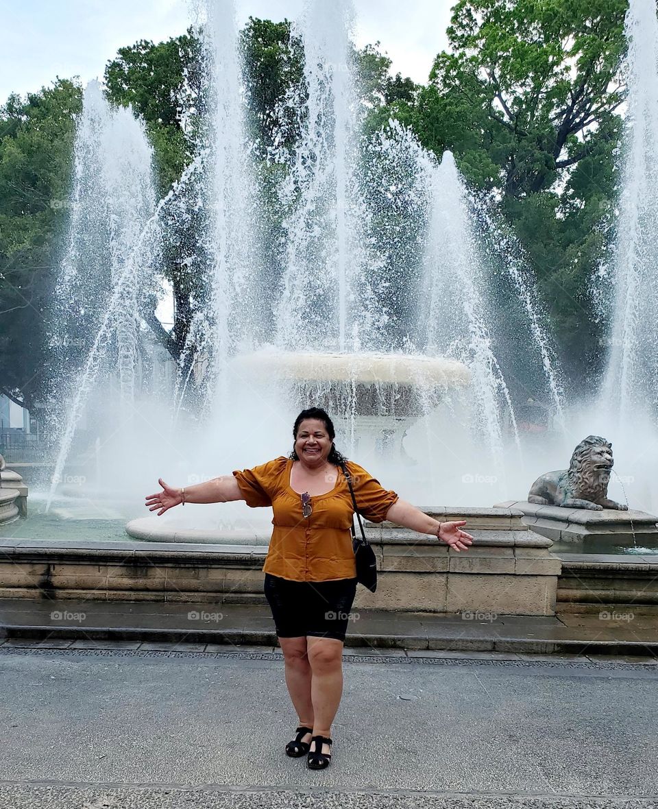 Happy at the fountain, Ponce, Puerto Rico