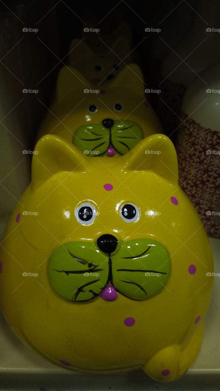 керамика.декор.копилка.кот.желтый.