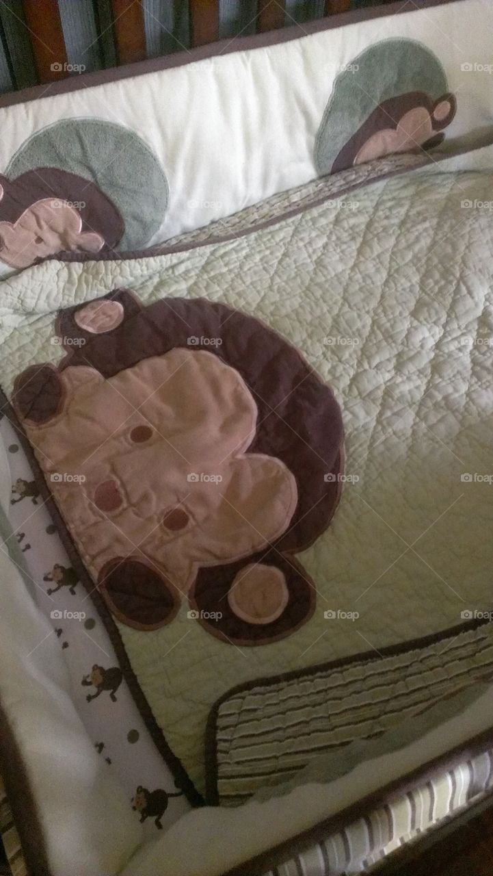 Ready for baby. monkey crib sheets