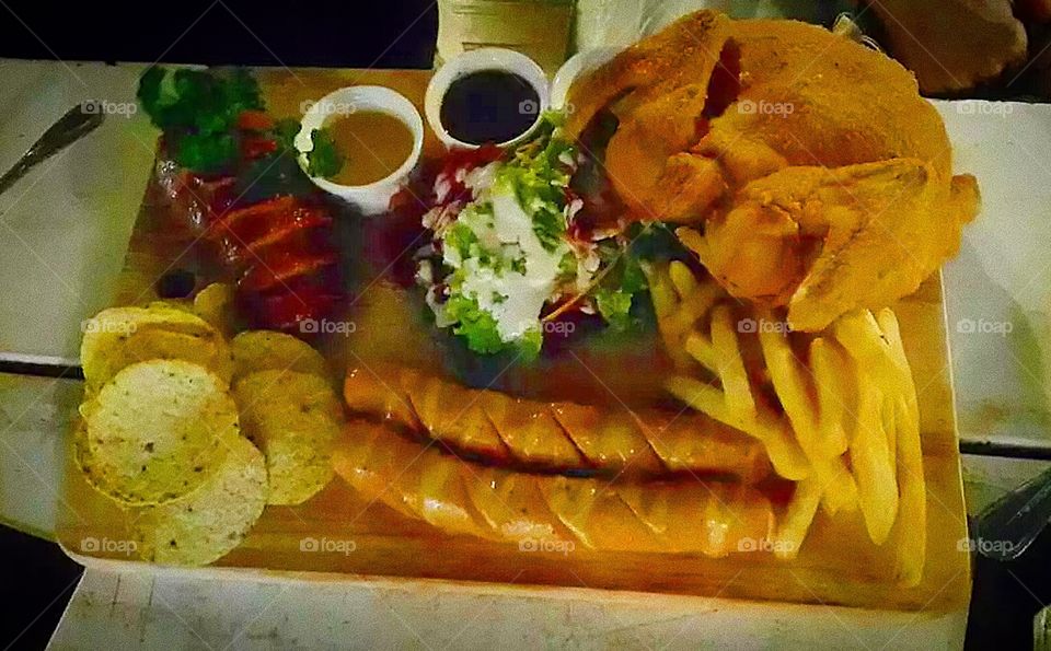 Eat delicious food in evening