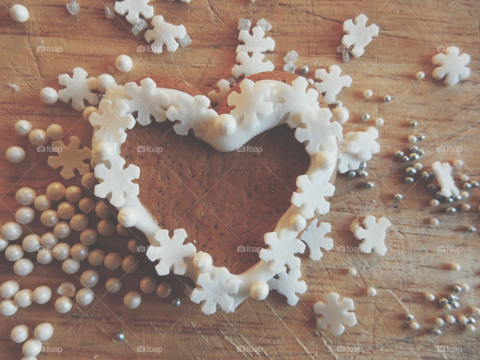 Christmas heart on table