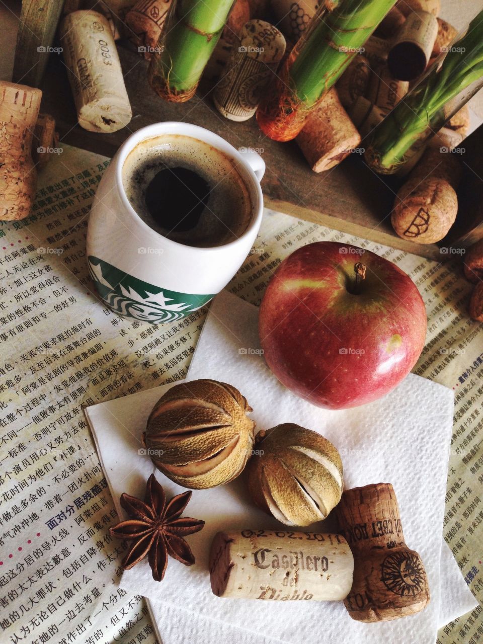 Coffee break . Coffee with apple to wake up) 
