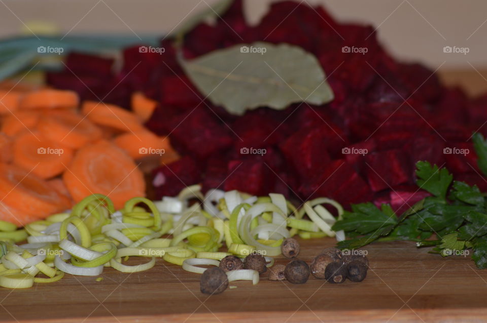 vegetables and spices to prepare a soup