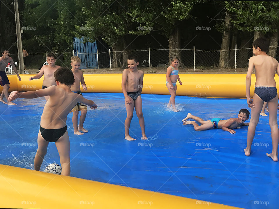 Enjoying the last summer days playing water football 