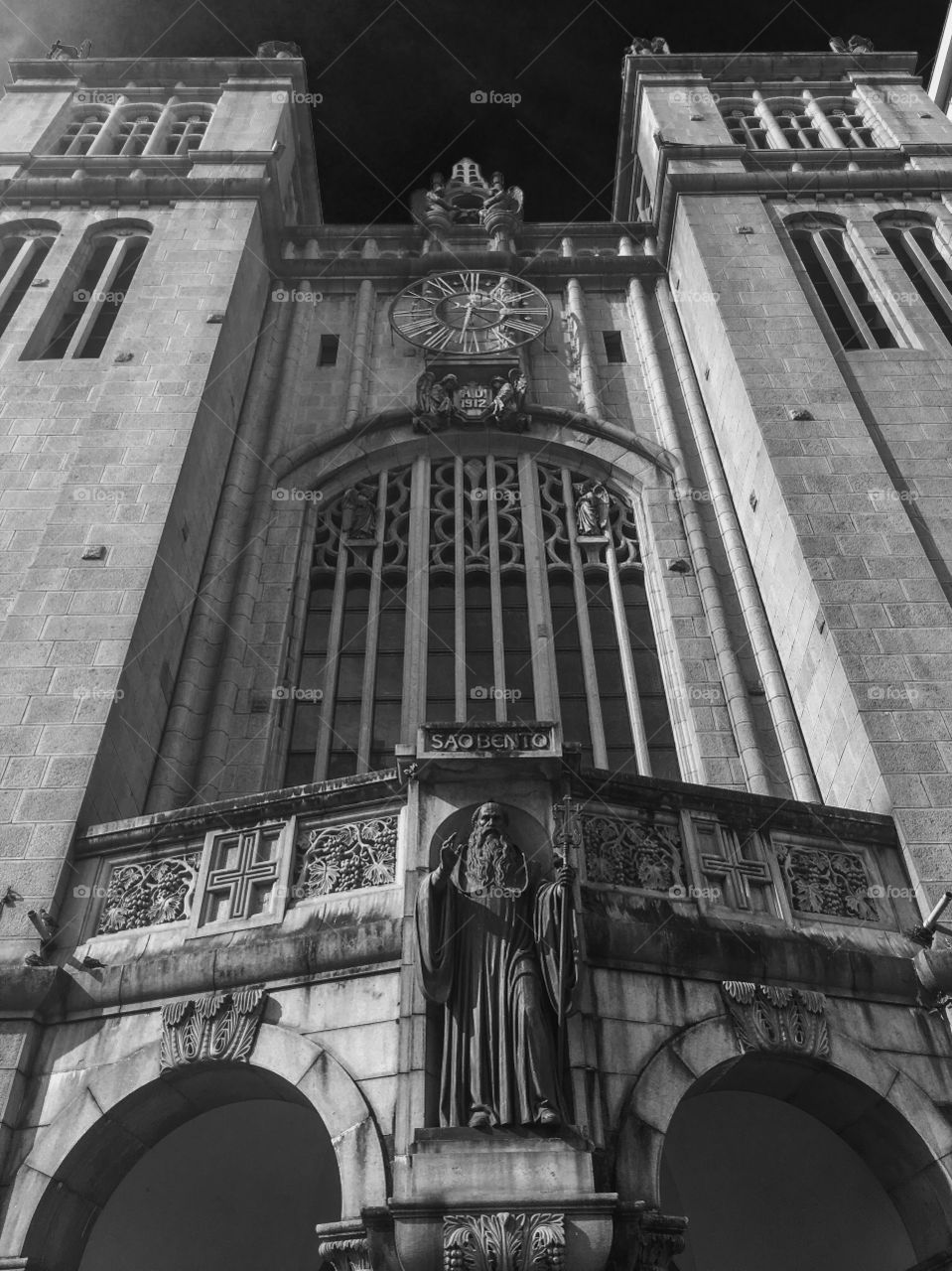 Crux sacra sit mihi lux, non draco sit mihi dux. Vade retro satana, nunquam suade mihi vana. Sunt mala quae libas, ipse venena bibas. 
St. Benedict's Monastery, São Paulo, Brazil 
