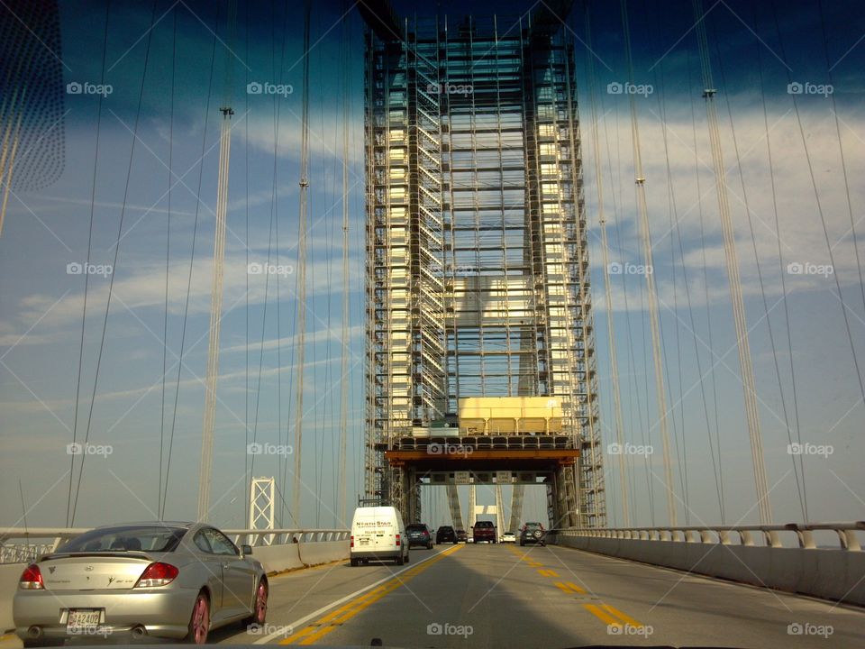 Bay Bridge. trying to get over my fear of bridges so I took this picture while my husband was driving