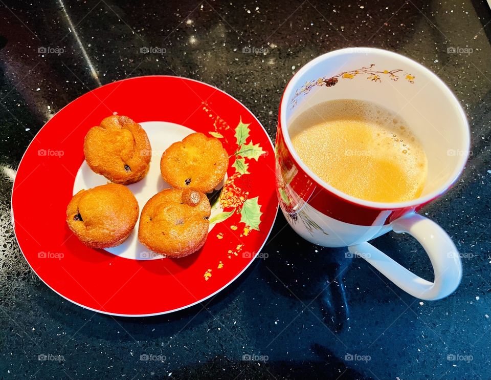 Coffee - Mini muffins along with a cup of coffee jump starts the day. 