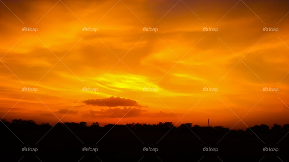Evening sky over Field just after sun has set
