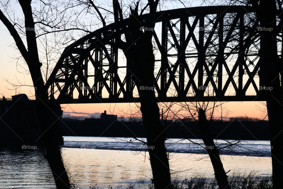 Sunset over the Ohio river