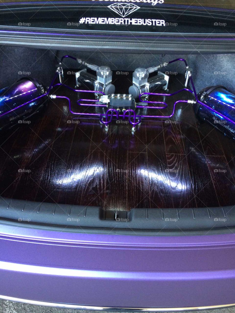 Purple bag set up with wood flooring ! 