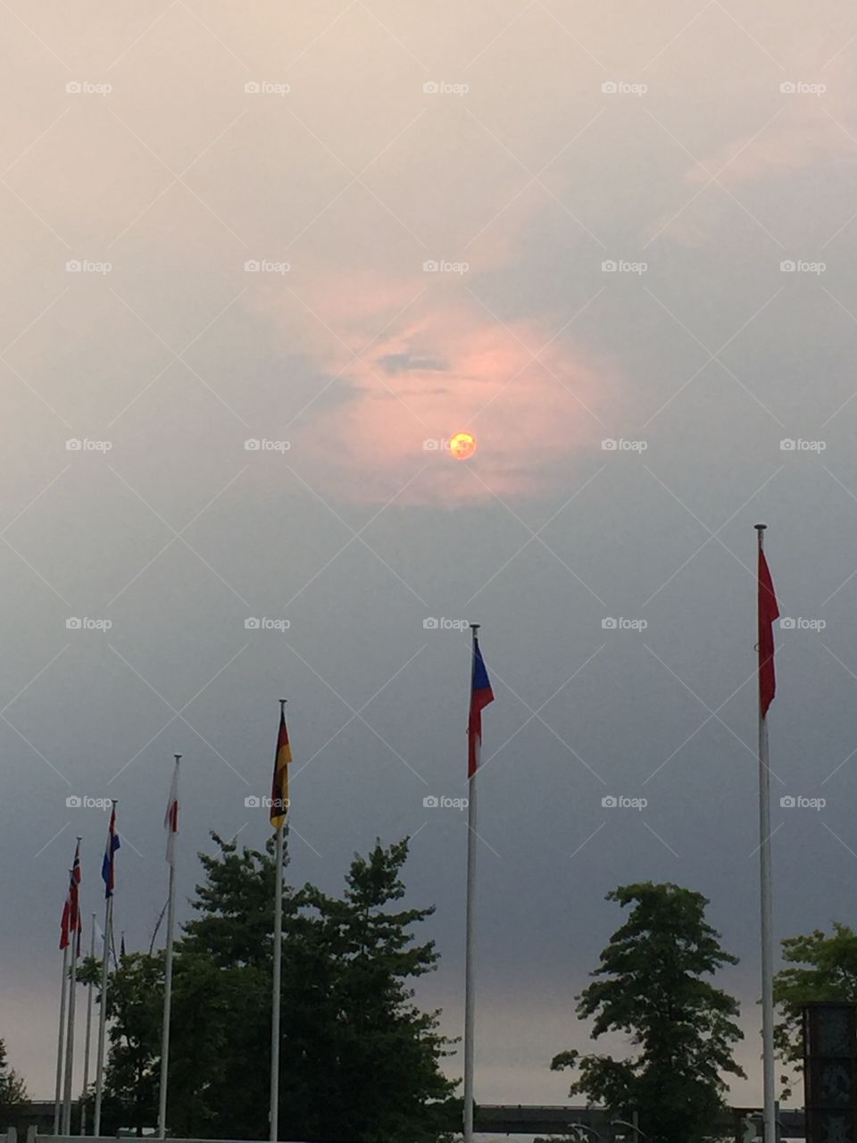 Smoked orange sunset over the west coast horizon!  